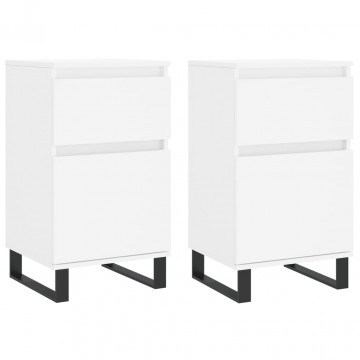 Servante, 2 buc., alb, 40x35x70 cm, lemn prelucrat - Img 2