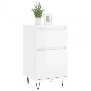 Servante, 2 buc., alb extralucios, 40x35x70 cm, lemn prelucrat - Img 3