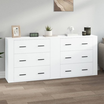 Servante, 2 piese, alb, lemn prelucrat - Img 1