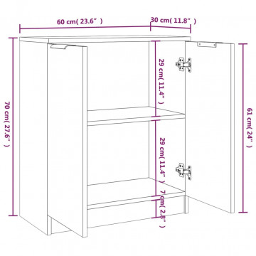 Servante, 2 piese, gri beton, 60x30x70 cm, lemn prelucrat - Img 5