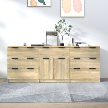 Servante, 3 piese, stejar sonoma, lemn prelucrat - Img 1