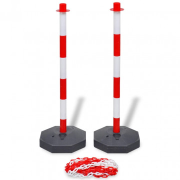 Set 4 stâlpi de blocare & 2 lanțuri de plastic, 10 m - Img 2