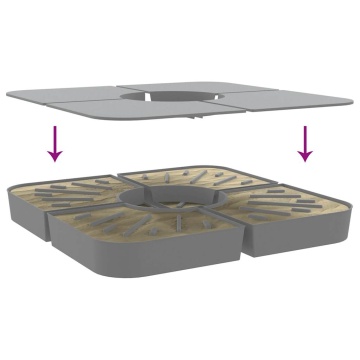 Set bază de umbrelă soare 4 piese pentru suport cruce 100 kg PP - Img 5