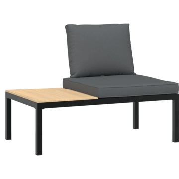 Set canapea de grădină, 3 piese, cu perne, negru, aluminiu - Img 3