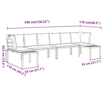 Set canapea de grădină, 4 piese, cu perne, negru, oțel vopsit - Img 7
