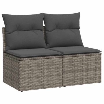 Set canapea de grădină cu perne, 2 piese, gri, poliratan - Img 1