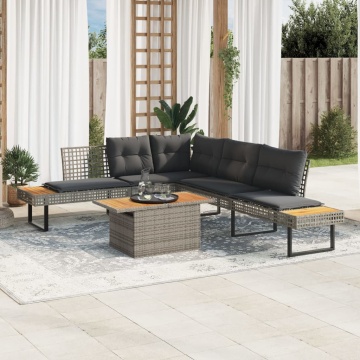 Set canapea de grădină cu perne, 2 piese, poliratan/lemn acacia - Img 2