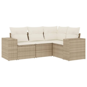 Set canapele de grădină, 4 piese, cu perne, bej, poliratan - Img 2