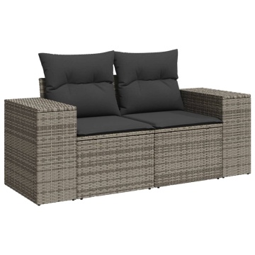 Set canapele de grădină, 7 piese, cu perne, gri, poliratan - Img 3