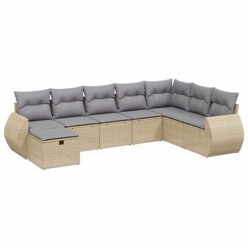 Set canapele de grădină, 8 piese, cu perne, bej, poliratan - Img 2
