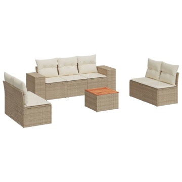 Set canapele de grădină, 8 piese, cu perne, bej, poliratan - Img 2