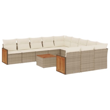 Set canapele de grădină cu perne, 12 piese, bej, poliratan - Img 2