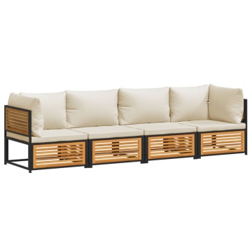 Set canapele de grădină cu perne, 4 piese, lemn masiv de acacia - Img 2