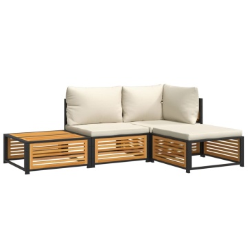 Set canapele de grădină cu perne, 4 piese, lemn masiv de acacia - Img 2