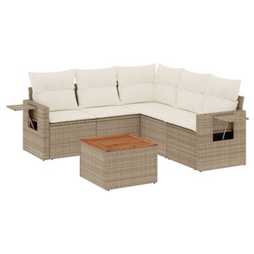 Set canapele de grădină cu perne, 6 piese, bej, poliratan - Img 2