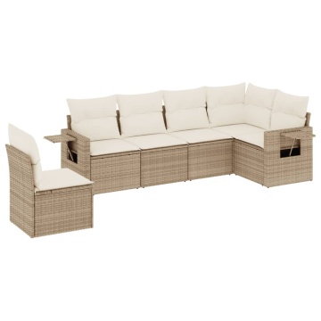 Set canapele de grădină cu perne, 6 piese, bej, poliratan - Img 2