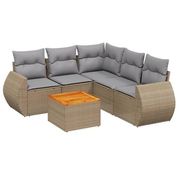 Set canapele de grădină cu perne, 6 piese, bej, poliratan - Img 2