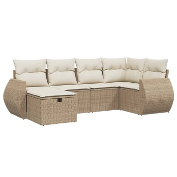 Set canapele de grădină cu perne, 6 piese, bej, poliratan - Img 2