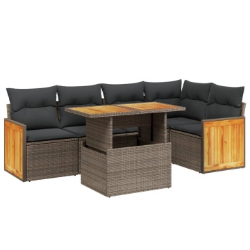 Set canapele de grădină cu perne, 6 piese, bej, poliratan - Img 2