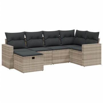 Set canapele de grădină cu perne, 6 piese gri deschis poliratan - Img 2