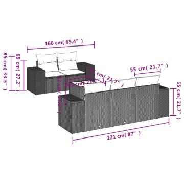 Set canapele de grădină cu perne, 6 piese gri deschis poliratan - Img 3