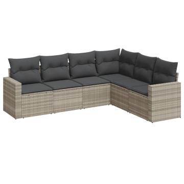 Set canapele de grădină cu perne, 6 piese gri deschis poliratan - Img 2