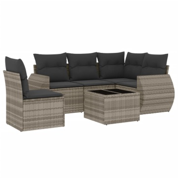 Set canapele de grădină cu perne, 6 piese gri deschis poliratan - Img 2