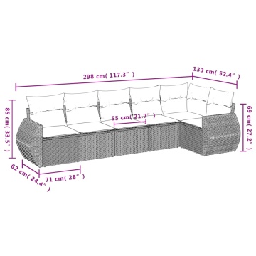 Set canapele de grădină cu perne, 6 piese gri deschis poliratan - Img 6