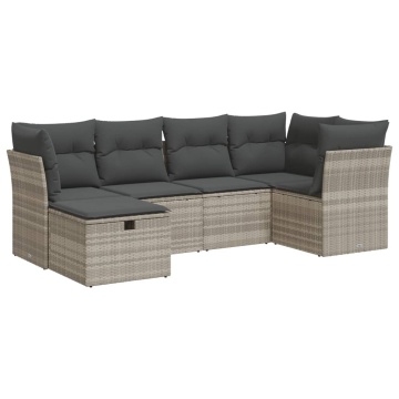 Set canapele de grădină cu perne, 6 piese gri deschis poliratan - Img 2