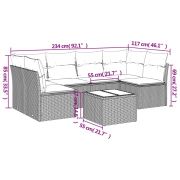Set canapele de grădină cu perne, 7piese gri deschis poliratan - Img 3