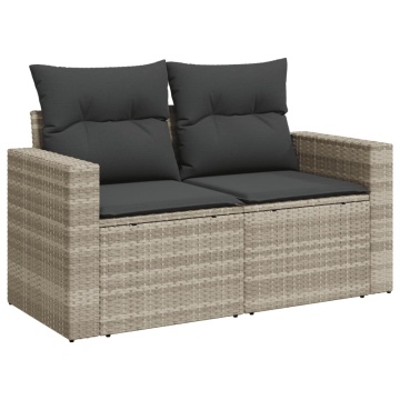 Set canapele de grădină cu perne, 7piese gri deschis poliratan - Img 4