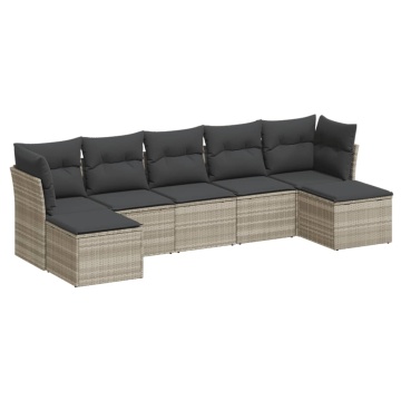Set canapele de grădină cu perne, 7piese gri deschis poliratan - Img 2
