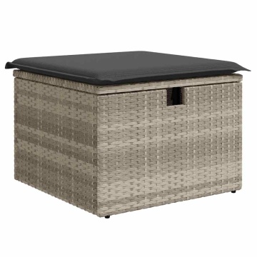 Set canapele de grădină cu perne, 9 piese gri deschis poliratan - Img 6