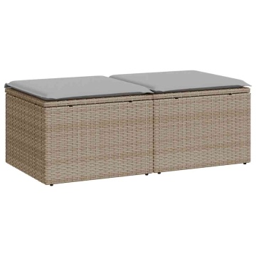 Set canapele grădină cu perne 2 piese bej poliratan/lemn acacia - Img 1