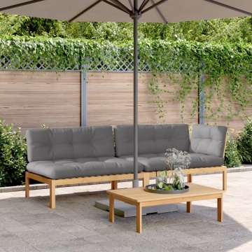 Set canapele grădină cu perne din paleți, 3 piese, lemn acacia - Img 1