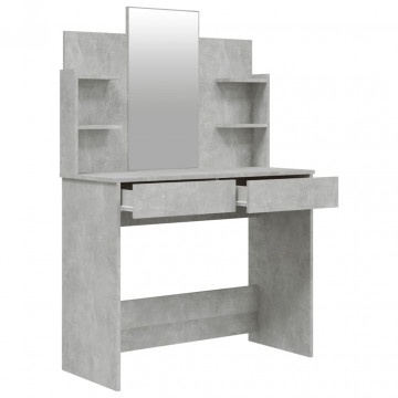 Set cu masă de toaletă, gri beton, 96x40x142 cm - Img 8