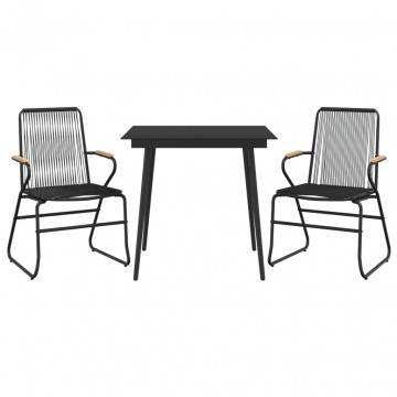 Set cu masă pentru grădină, 3 piese, negru, ratan PVC - Img 3