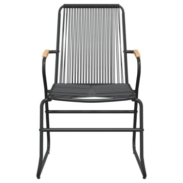 Set cu masă pentru grădină, 3 piese, PVC negru, ratan - Img 5