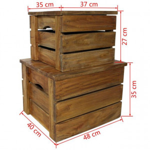 Set cutii de depozitare 2 bucăți, lemn masiv reciclat - Img 7