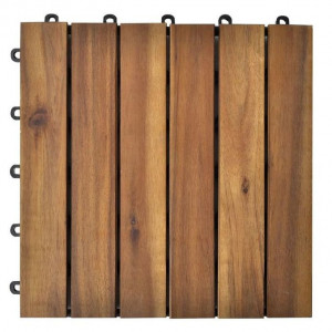 Set dale din lemn de salcâm cu model vertical 30 x 30 cm, 20 buc. - Img 2