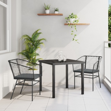 Set de 2 Negru și Gri Închis Rattan PE, Oțel Vopsit Electrostatic - Img 1