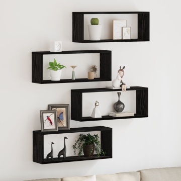 Set de 4 rafturi - Stejar negru - 60x15x23 cm - Fabricat din lemn compus - Img 1