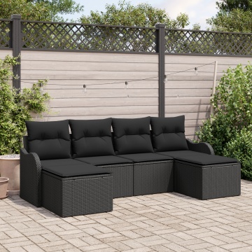 Set de Canapea de Grădină cu Perne Negru Ratan Polimer, Canapea de Grădină cu 2 Locuri și Perne Negru Ratan Polimer - Img 1