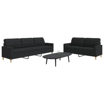Set de canapele, 2 piese, negru, material textil - Img 1