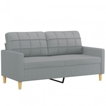 Set de canapele cu perne, 2 piese, gri deschis, textil - Img 4