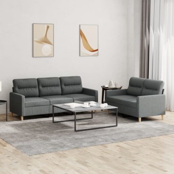 Set de canapele cu perne, 2 piese, gri închis, textil - Img 1