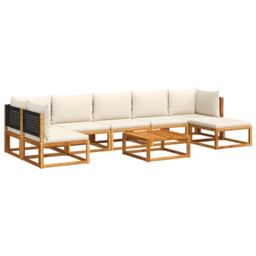 Set de canapele de grădină cu perne, 8 piese, lemn masiv acacia - Img 2