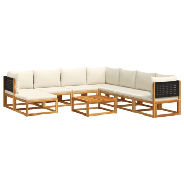 Set de canapele de grădină cu perne, 9 piese, lemn masiv acacia - Img 2