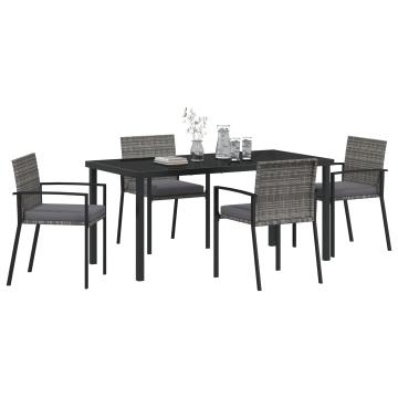 Set de dining 5 piese pentru grădină Gri Poliratan - Img 3