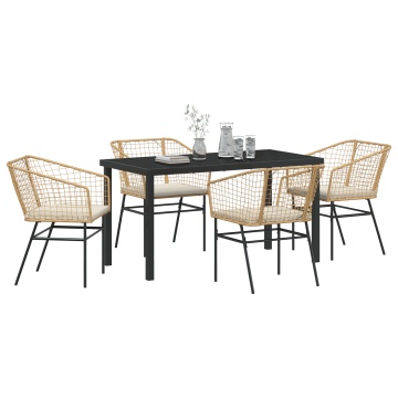 Set de dining de grădină 5 piese cu perne Maro Poliratan - Img 3